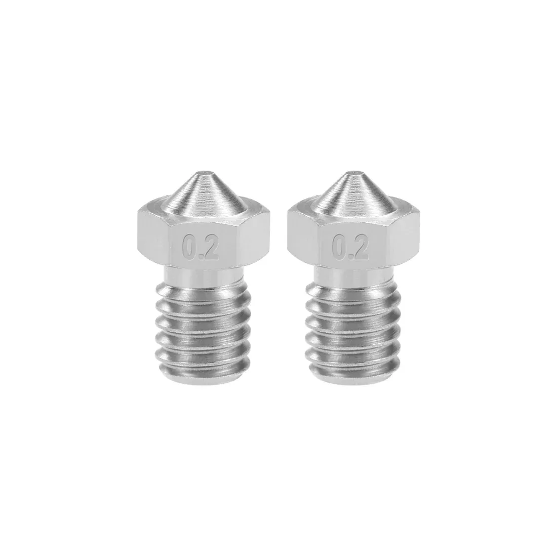 0.2mm 3D Printer Nozzle Head M6 for V5 V6 1.75mm Extruder Print, 2pcs