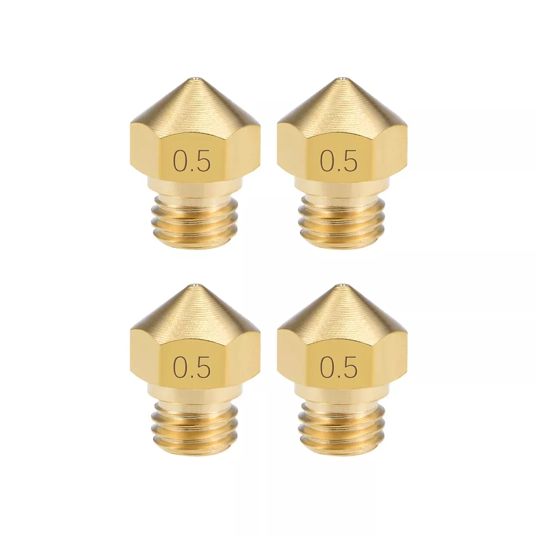0.5mm 3D Printer Nozzle Head M7 Thread MK10 1.75mm Extruder Print, Brass 4pcs