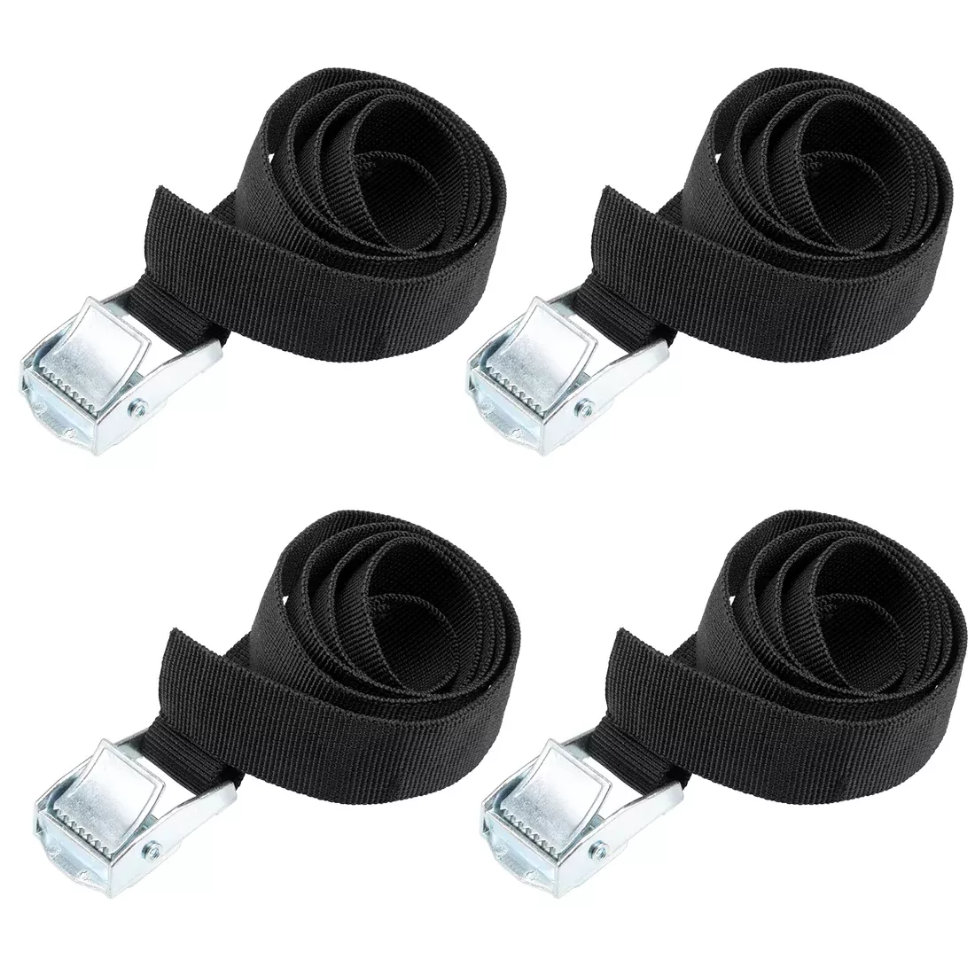 0.8M x 25mm Lashing Strap Cargo Tie Down StrapsBuckle Up to 80Kg, Black, 4Pcs