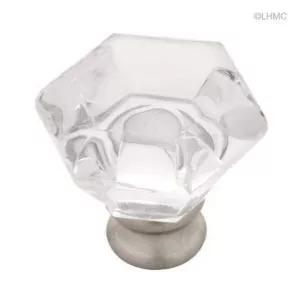 085-03-01571 1/4" Clear Acrylic Satin Nickel Cabinet Drawer Knob 4 Pack