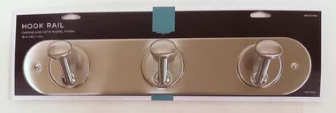 085-03-0355 18" 3 Hook Coat/Hat RailSatin Nickel & Chrome