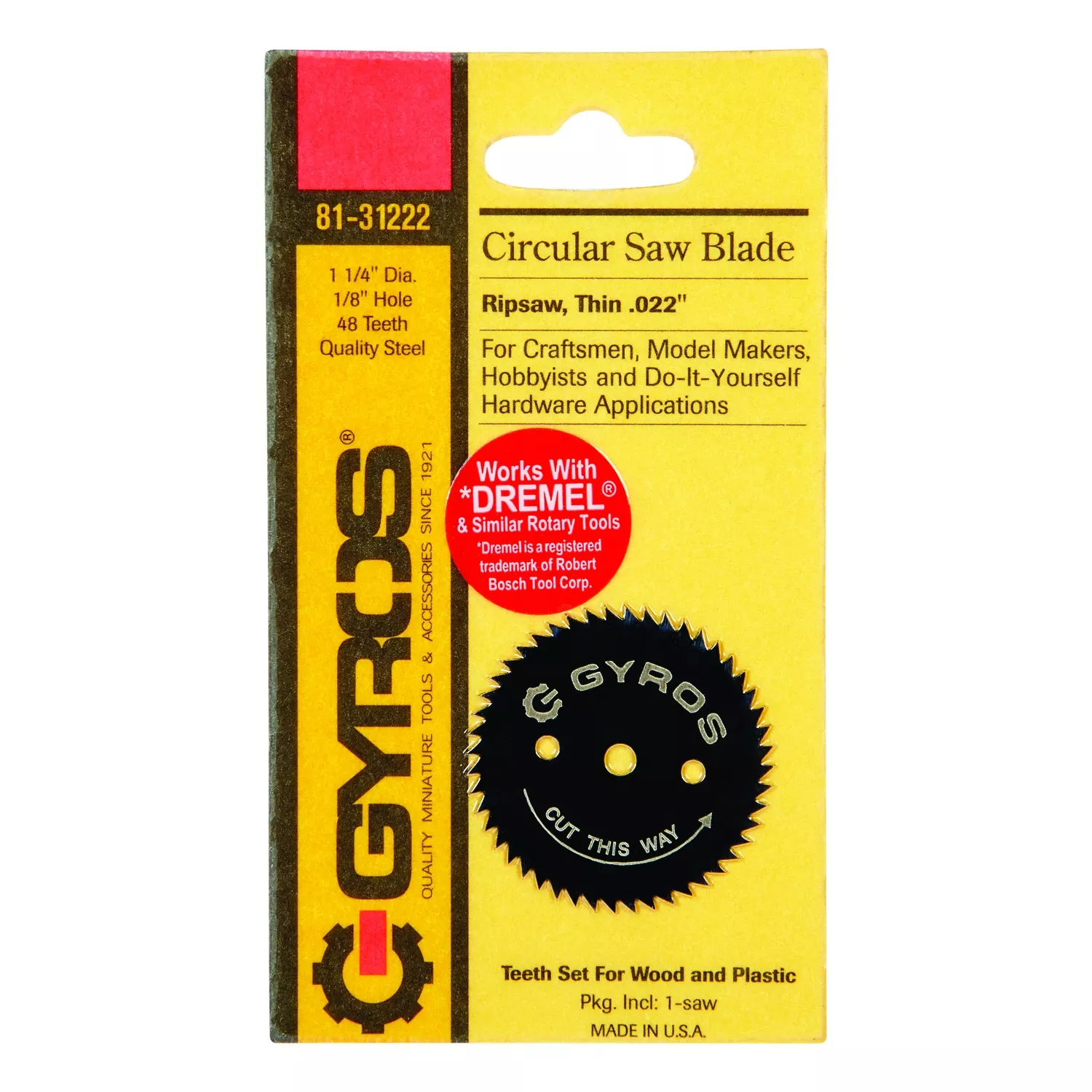 1-1/4 In. Diameter X 1/8 In. Ripsaw Steel Circular Saw Blade 48 Teeth