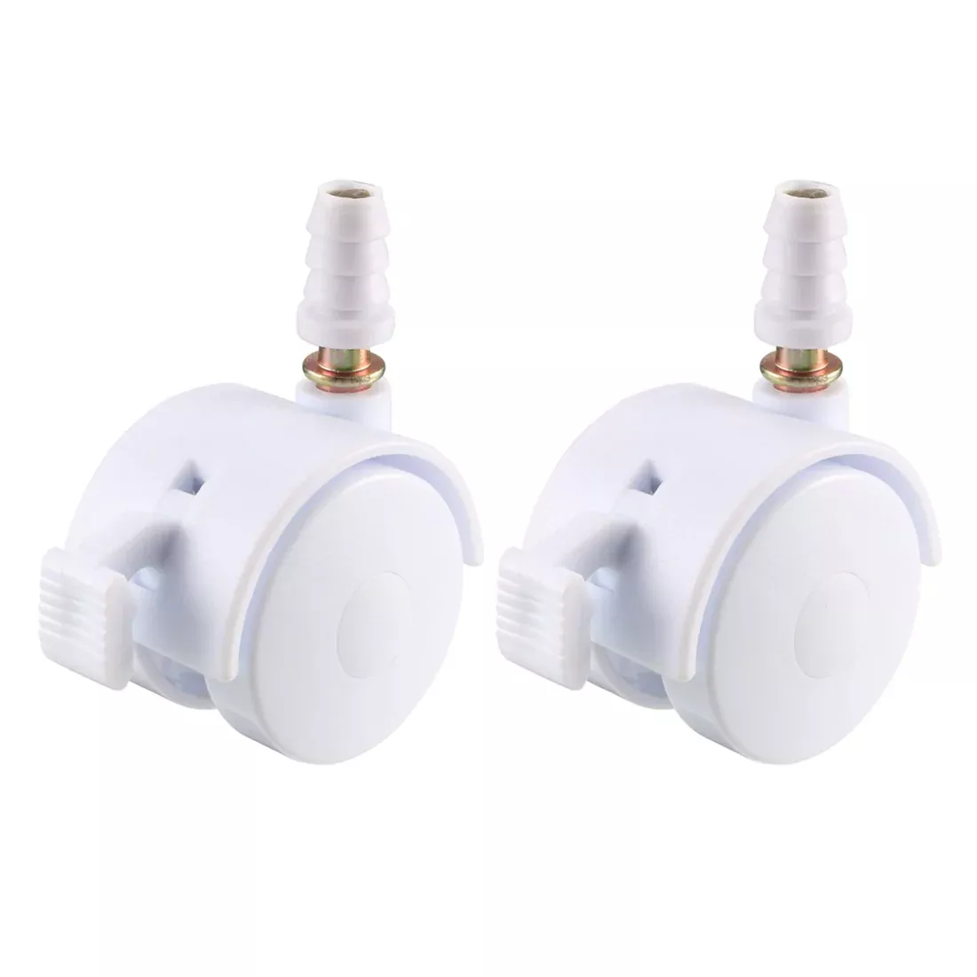 1.5 Inch Swivel Caster Wheels Grip Neck Stem Caster White Furniture Wheel w Brake and Mounting Socket , 2pcs