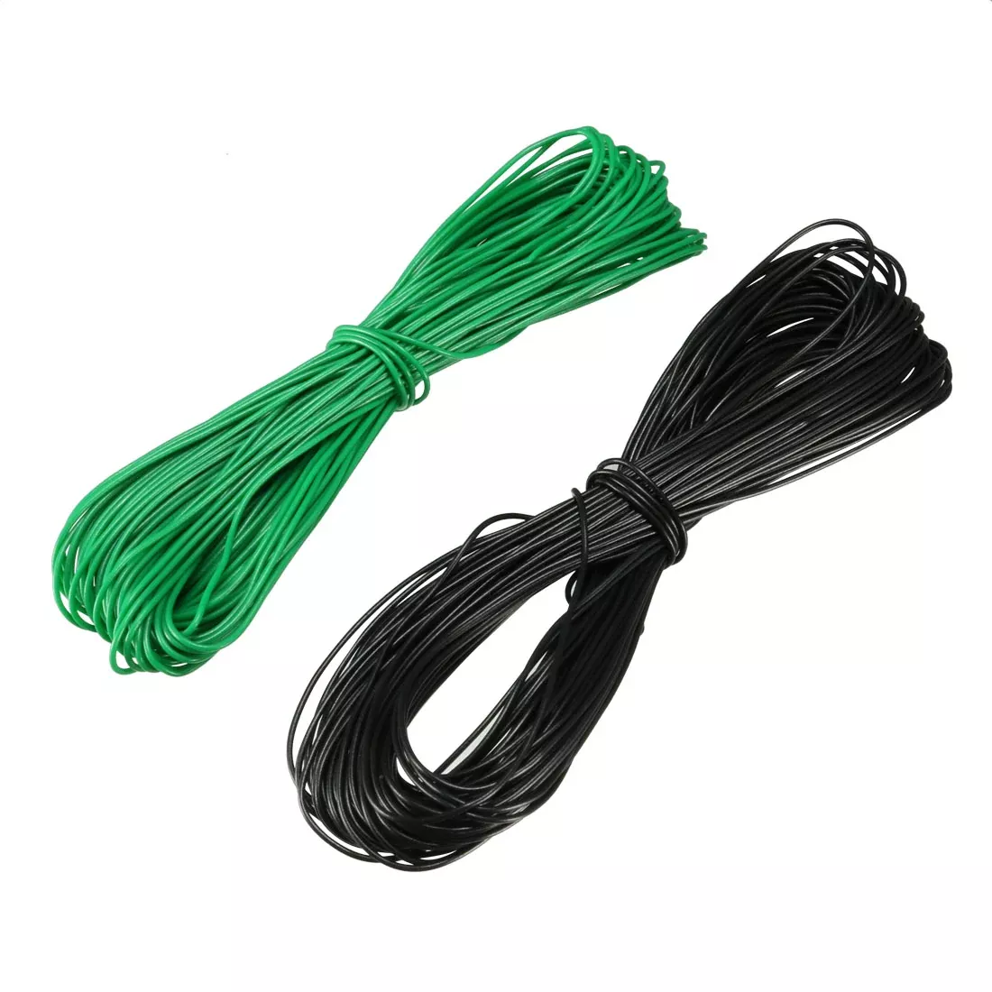 2 Pcs Wrapping Wire Tin Plated Copper Wire PCBWires Cable P/N DM-30-1000 30 AWG 10M Length Black Green for Eletronic Test