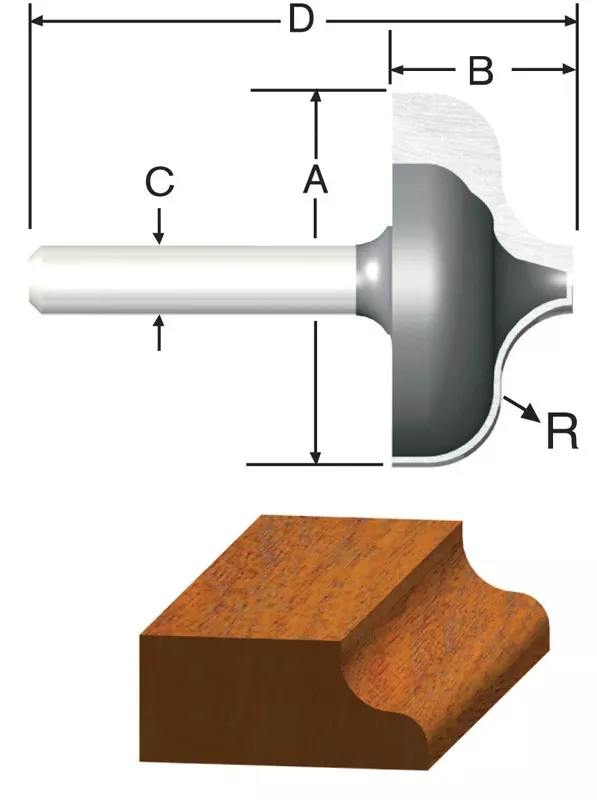 .25 X .25-In. Ogee 2-Flute Router Bit