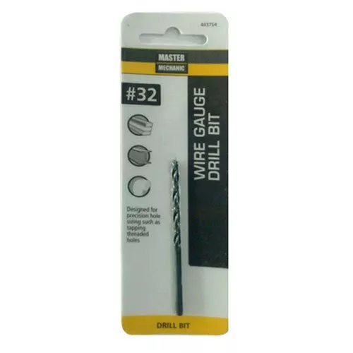 #32 2-3/4 In. Wire Gauge Drill Bit, Black Oxide