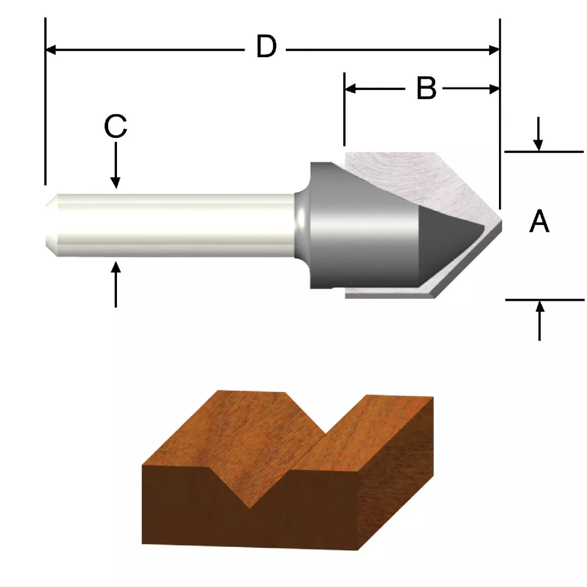.5-In. 90-Degree 2-Flute V-Groove Router Bit