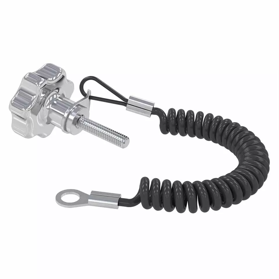 Lobed Hand Screw - Stainless Steel Polished with Spring Lanyard (8321-41208204C)
