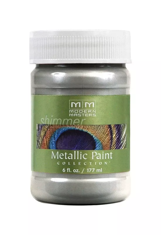 Shimmer Satin Silver Water-based Metallic Paint 6 Oz For Indoor/outdoor Use