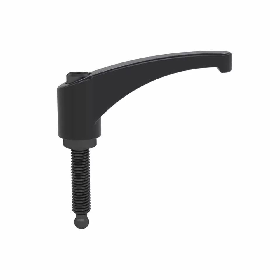 Zinc die cast clamping handle with swivel ball jet black male thread