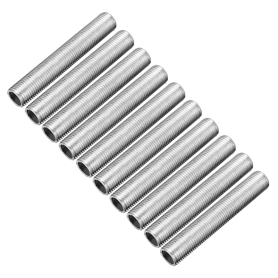 Zinc Plated Lamp Pipe Nipple M10 60mm Length 1mm Pitch All Threaded 10Pcs